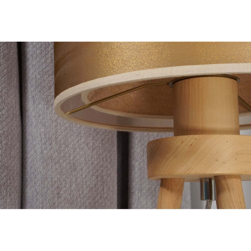 Duolla - Bordslampa WOOD BOHO 1xE27/15W/230V diameter 25 cm koppar/brun/beige