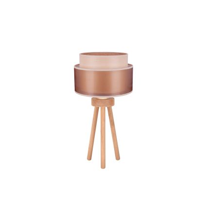 Duolla - Bordslampa WOOD BOHO 1xE27/15W/230V diameter 25 cm koppar/brun/beige