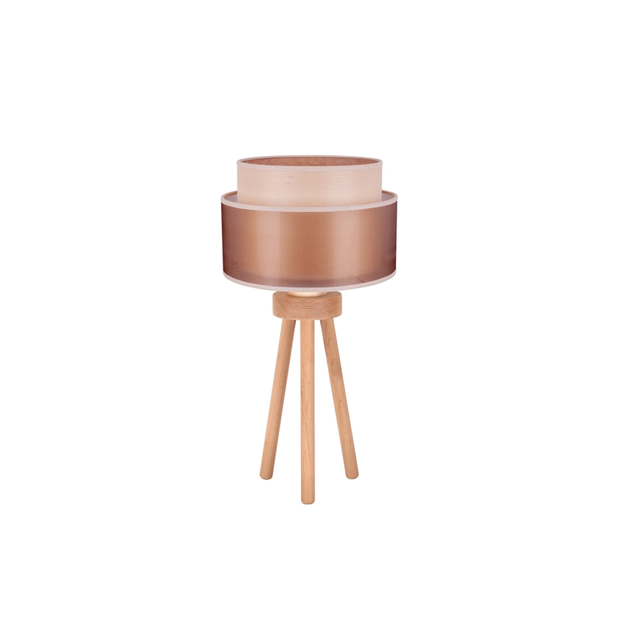 Duolla - Bordslampa WOOD BOHO 1xE27/15W/230V diameter 25 cm koppar/brun/beige