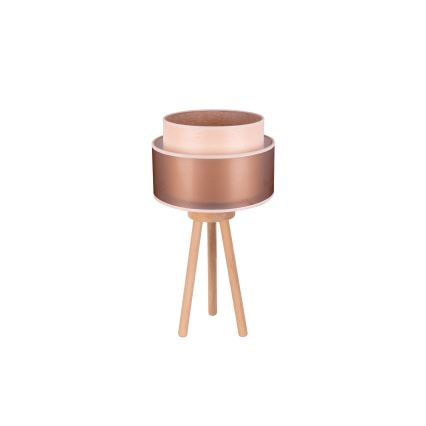 Duolla - Bordslampa WOOD BOHO 1xE27/15W/230V diameter 25 cm koppar/brun/beige