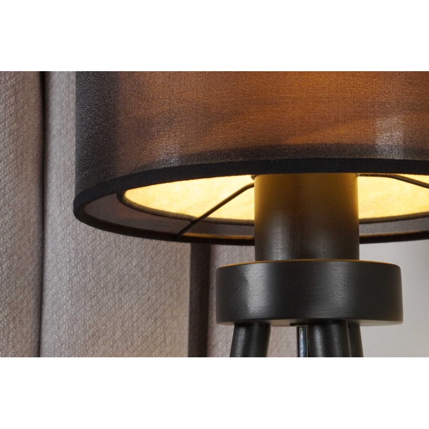 Duolla - Bordslampa WOOD BOHO 1xE27/15W/230V diameter 25 cm svart/beige