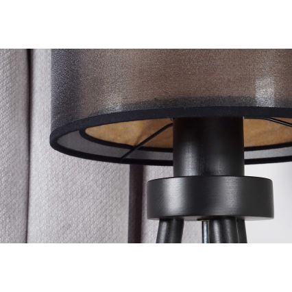 Duolla - Bordslampa WOOD BOHO 1xE27/15W/230V diameter 25 cm svart/beige