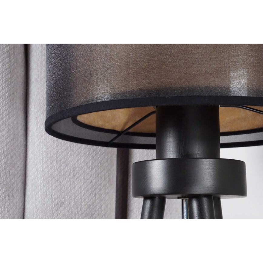 Duolla - Bordslampa WOOD BOHO 1xE27/15W/230V diameter 25 cm svart/beige