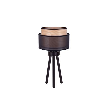 Duolla - Bordslampa WOOD BOHO 1xE27/15W/230V diameter 25 cm svart/beige