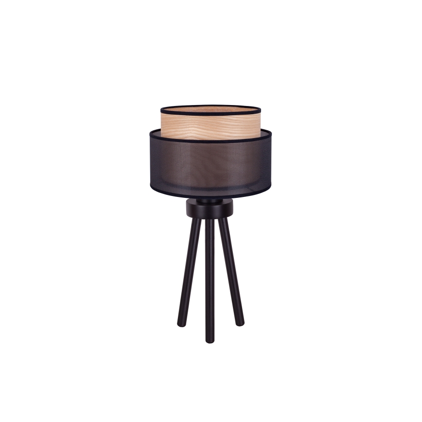 Duolla - Bordslampa WOOD BOHO 1xE27/15W/230V diameter 25 cm svart/beige