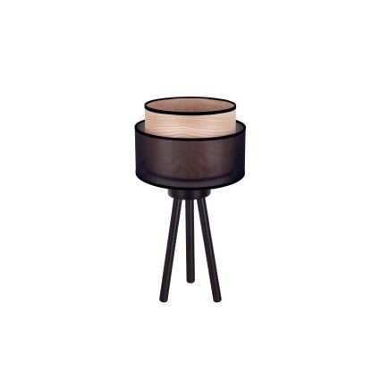 Duolla - Bordslampa WOOD BOHO 1xE27/15W/230V diameter 25 cm svart/beige