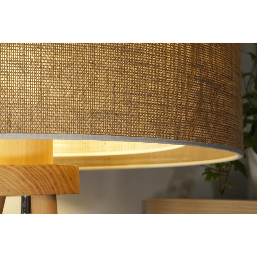 Duolla - Bordslampa YUTE BOHO 1xE27/15W/230V diameter 25 cm brun/grädde