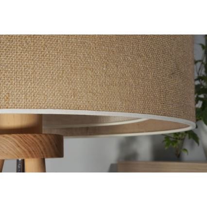 Duolla - Bordslampa YUTE BOHO 1xE27/15W/230V diameter 25 cm brun/grädde