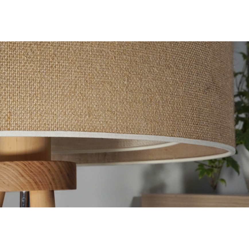 Duolla - Bordslampa YUTE BOHO 1xE27/15W/230V diameter 25 cm brun/grädde