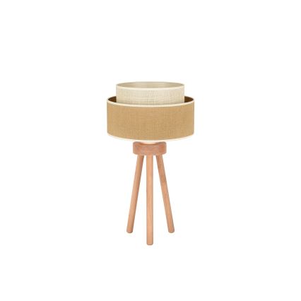 Duolla - Bordslampa YUTE BOHO 1xE27/15W/230V diameter 25 cm brun/grädde