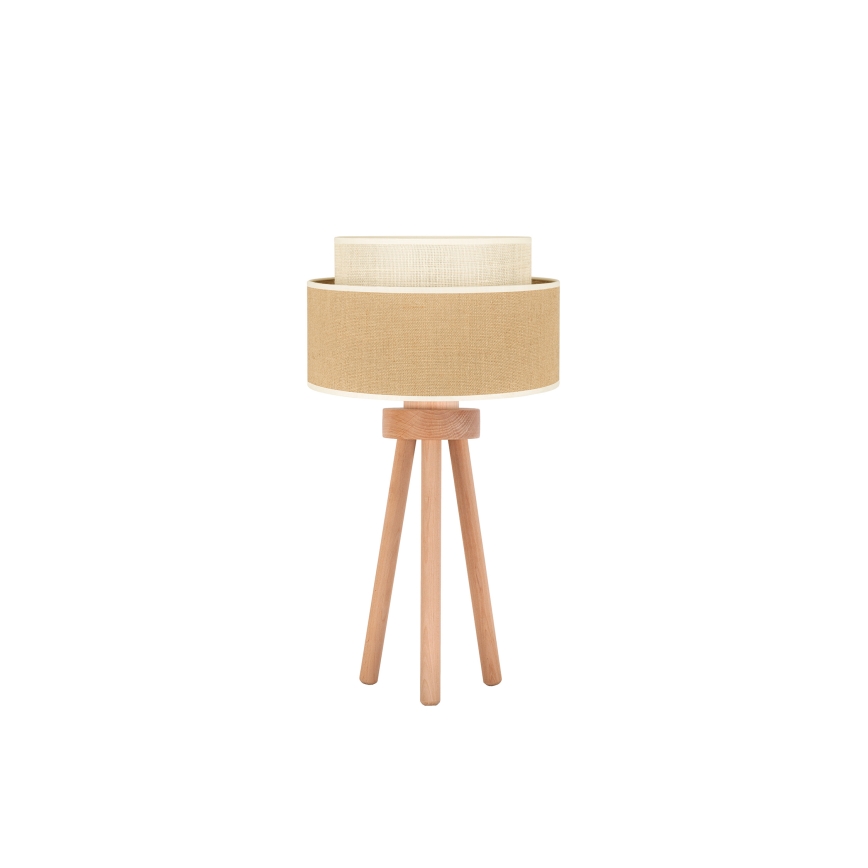 Duolla - Bordslampa YUTE BOHO 1xE27/15W/230V diameter 25 cm brun/grädde