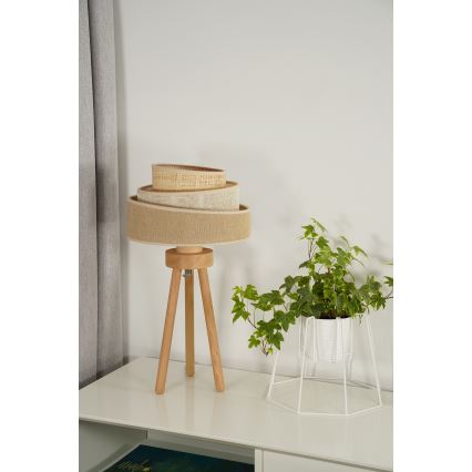 Duolla - Bordslampa YUTE TRIO 1xE27/15W/230V diameter 25 cm brun/grå/beige