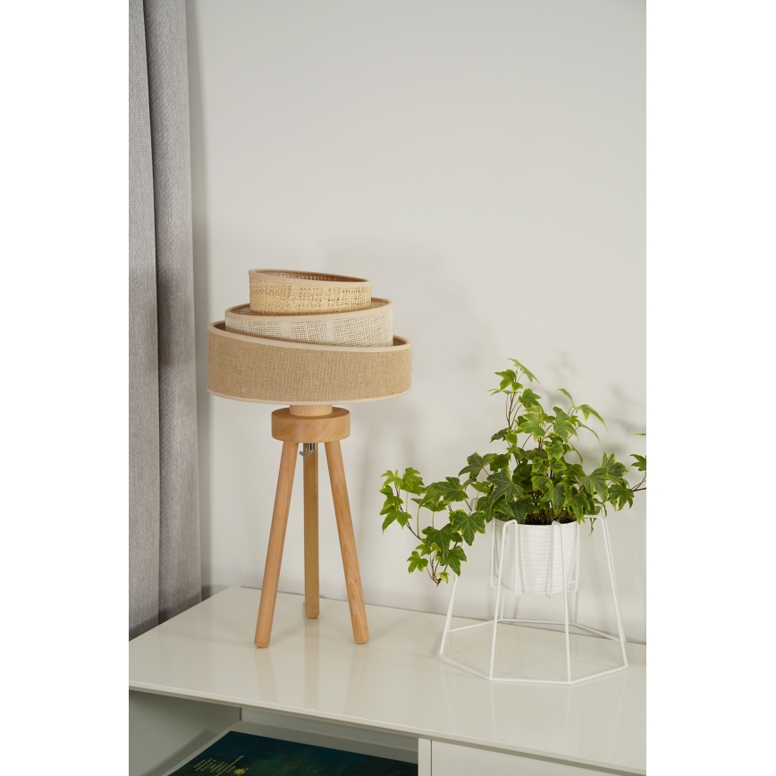 Duolla - Bordslampa YUTE TRIO 1xE27/15W/230V diameter 25 cm brun/grå/beige