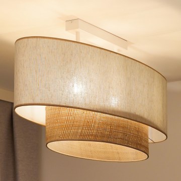 Duolla - Fäst ljuskrona DOUBLE OVAL NATURE 2xE27/15W/230V grädde/beige