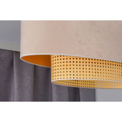Duolla - Fäst ljuskrona DOUBLE OVAL RATTAN 2xE27/15W/230V grädde/rotting