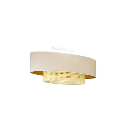 Duolla - Fäst ljuskrona DOUBLE OVAL RATTAN 2xE27/15W/230V grädde/rotting