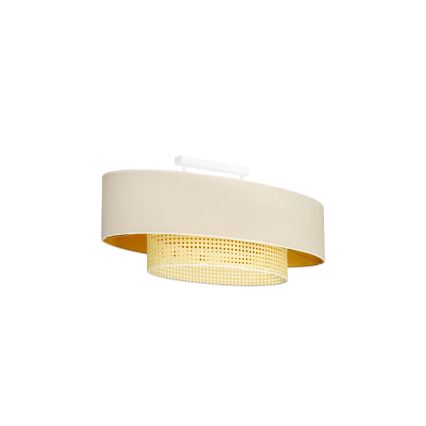 Duolla - Fäst ljuskrona DOUBLE OVAL RATTAN 2xE27/15W/230V grädde/rotting