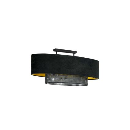 Duolla - Fäst ljuskrona DOUBLE OVAL RATTAN 2xE27/15W/230V svart/rotting
