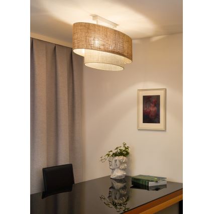 Duolla - Fäst ljuskrona DOUBLE OVAL YUTE 2xE27/15W/230V brun/grädde