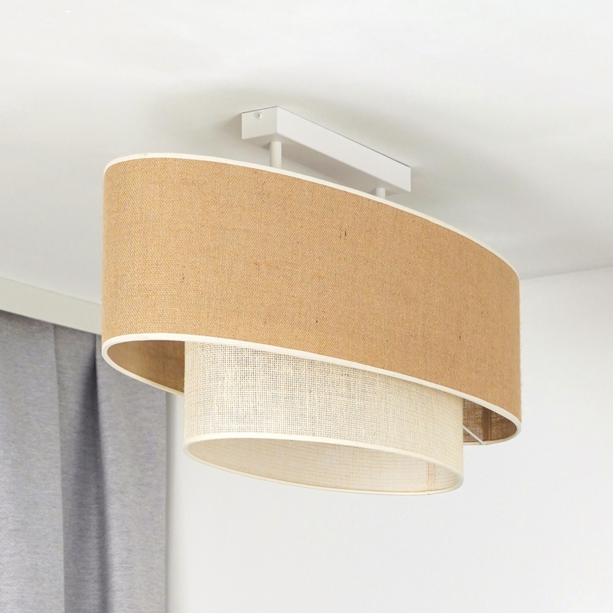 Duolla - Fäst ljuskrona DOUBLE OVAL YUTE 2xE27/15W/230V brun/grädde