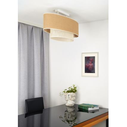 Duolla - Fäst ljuskrona DOUBLE OVAL YUTE 2xE27/15W/230V brun/grädde