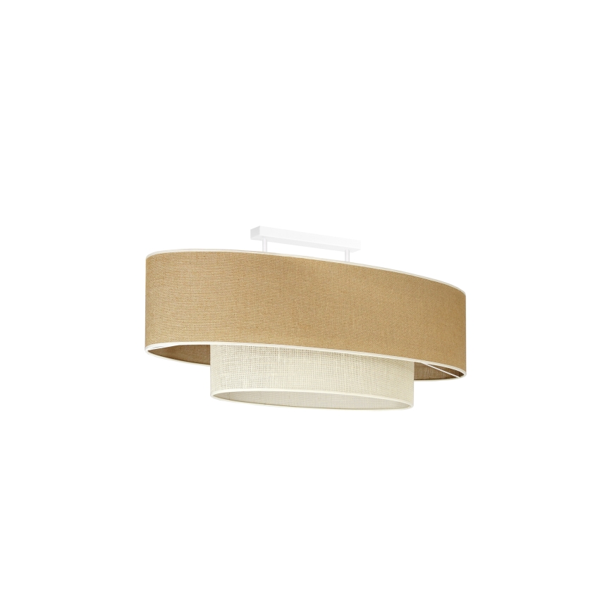 Duolla - Fäst ljuskrona DOUBLE OVAL YUTE 2xE27/15W/230V brun/grädde