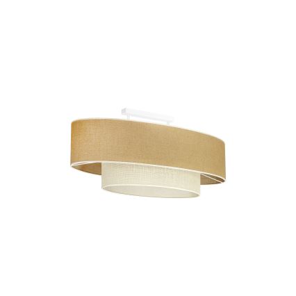 Duolla - Fäst ljuskrona DOUBLE OVAL YUTE 2xE27/15W/230V brun/grädde