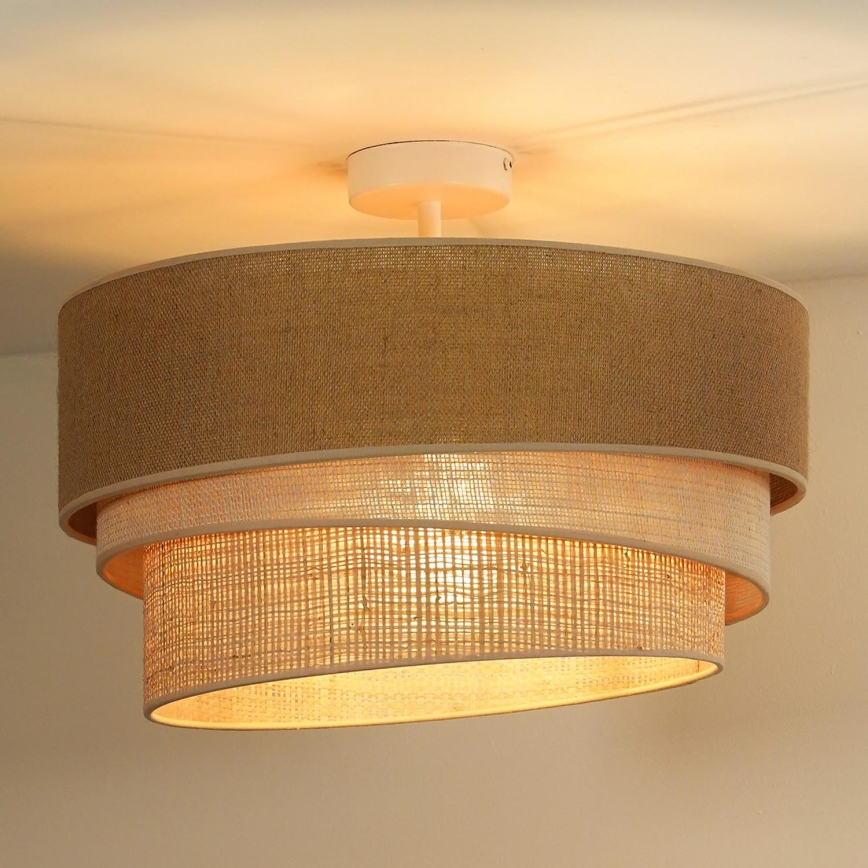 Duolla - Fäst ljuskrona YUTE TRIO 3xE27/15W/230V diameter 60 cm brun/grå/beige