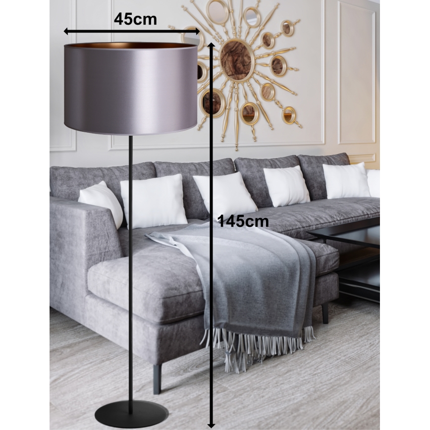 Duolla - Golvlampa CANNES 1xE27/15W/230V diameter 45 cm silver/koppar/svart