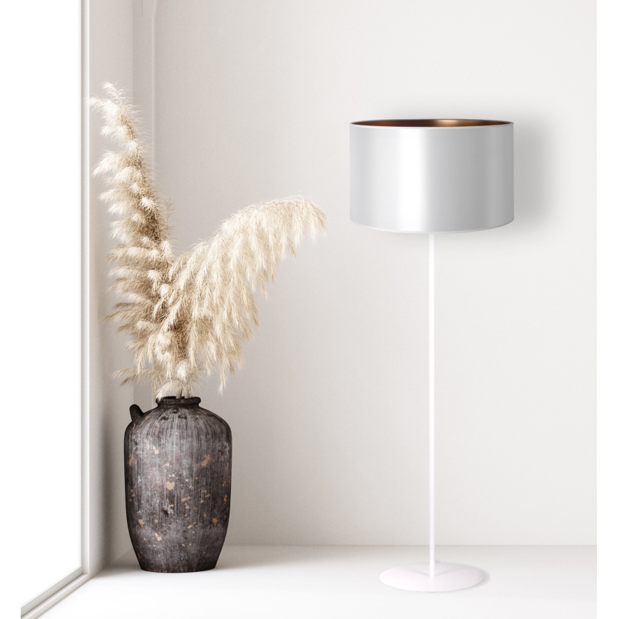 Duolla - Golvlampa CANNES 1xE27/15W/230V diameter 45 cm silver/koppar/vit