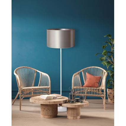Duolla - Golvlampa CANNES 1xE27/15W/230V diameter 45 cm silver/vit