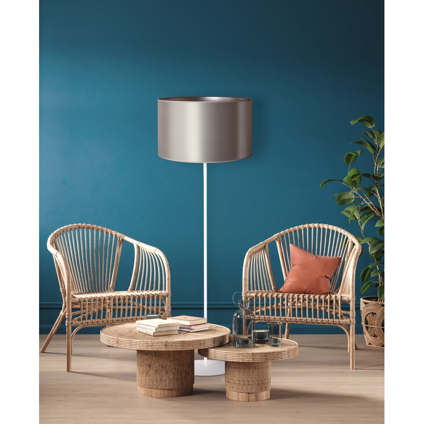Duolla - Golvlampa CANNES 1xE27/15W/230V diameter 45 cm silver/vit