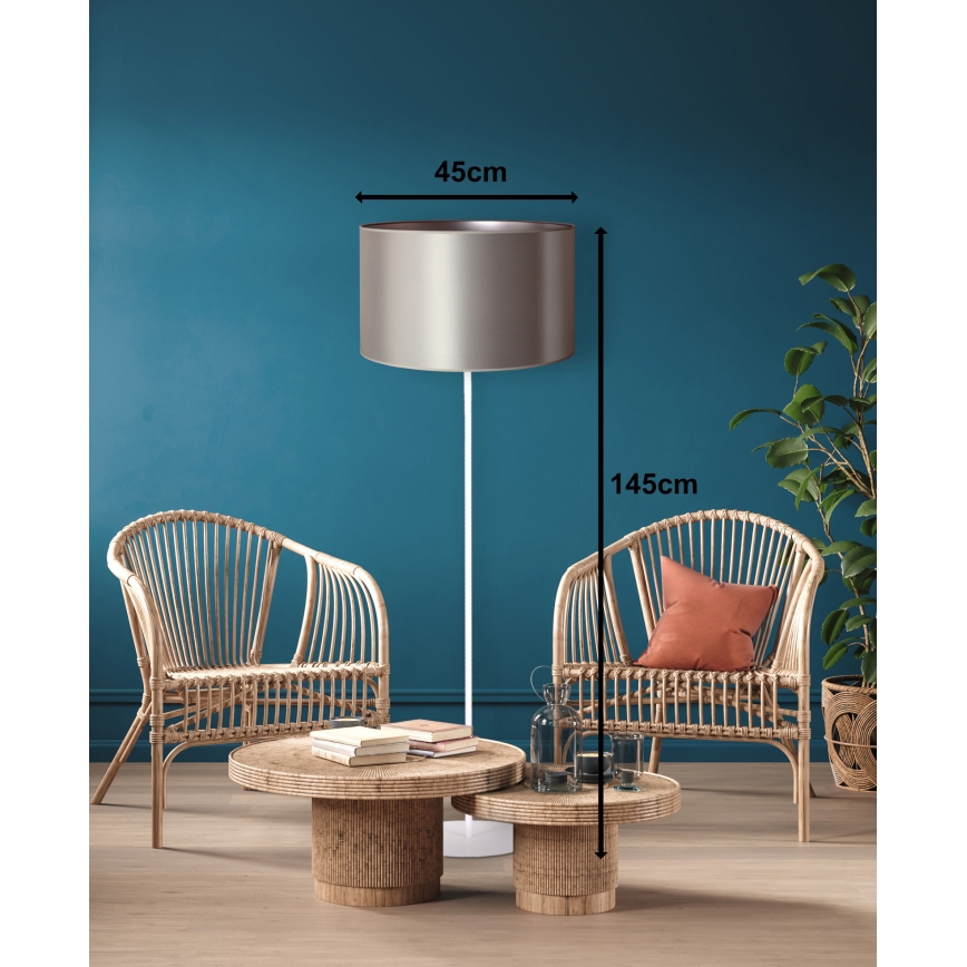 Duolla - Golvlampa CANNES 1xE27/15W/230V diameter 45 cm silver/vit