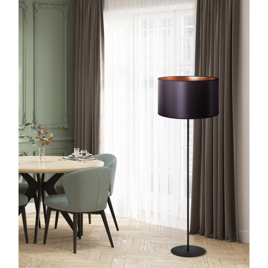 Duolla - Golvlampa CANNES 1xE27/15W/230V diameter 45 cm svart/koppar