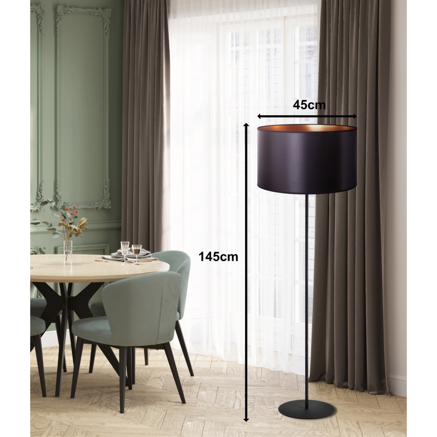 Duolla - Golvlampa CANNES 1xE27/15W/230V diameter 45 cm svart/koppar