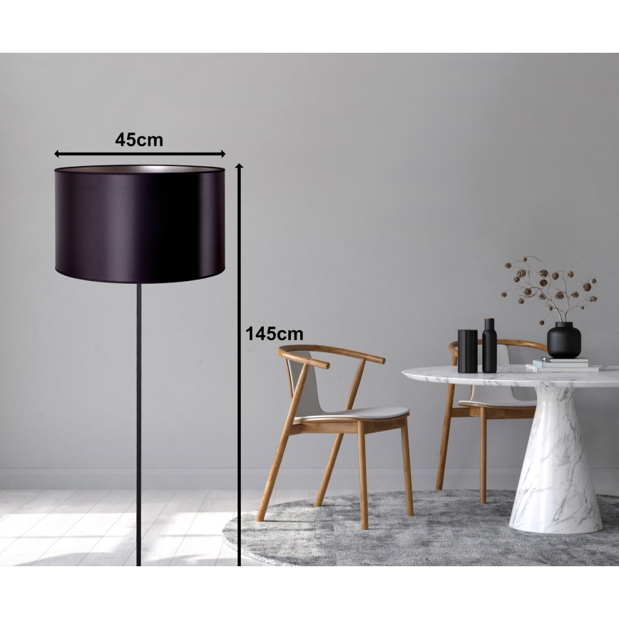 Duolla - Golvlampa CANNES 1xE27/15W/230V diameter 45 cm svart/silver