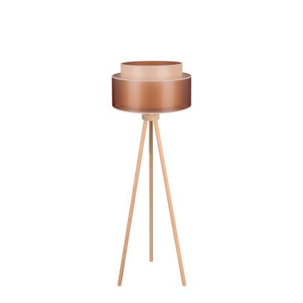 Duolla - Golvlampa WOOD BOHO 1xE27/15W/230V diameter 45 cm koppar/brun/beige