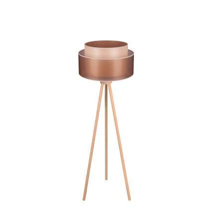 Duolla - Golvlampa WOOD BOHO 1xE27/15W/230V diameter 45 cm koppar/brun/beige