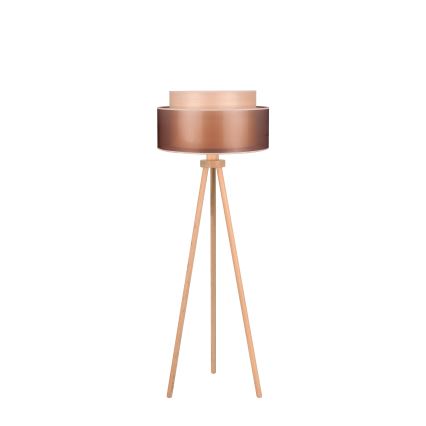 Duolla - Golvlampa WOOD BOHO 1xE27/15W/230V diameter 45 cm koppar/brun/beige