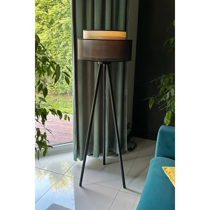 Duolla - Golvlampa WOOD BOHO 1xE27/15W/230V diameter 45 cm svart/beige