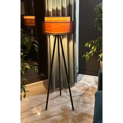 Duolla - Golvlampa WOOD BOHO 1xE27/15W/230V diameter 45 cm svart/beige