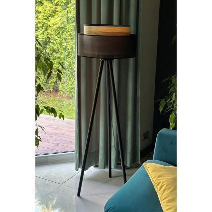 Duolla - Golvlampa WOOD BOHO 1xE27/15W/230V diameter 45 cm svart/beige