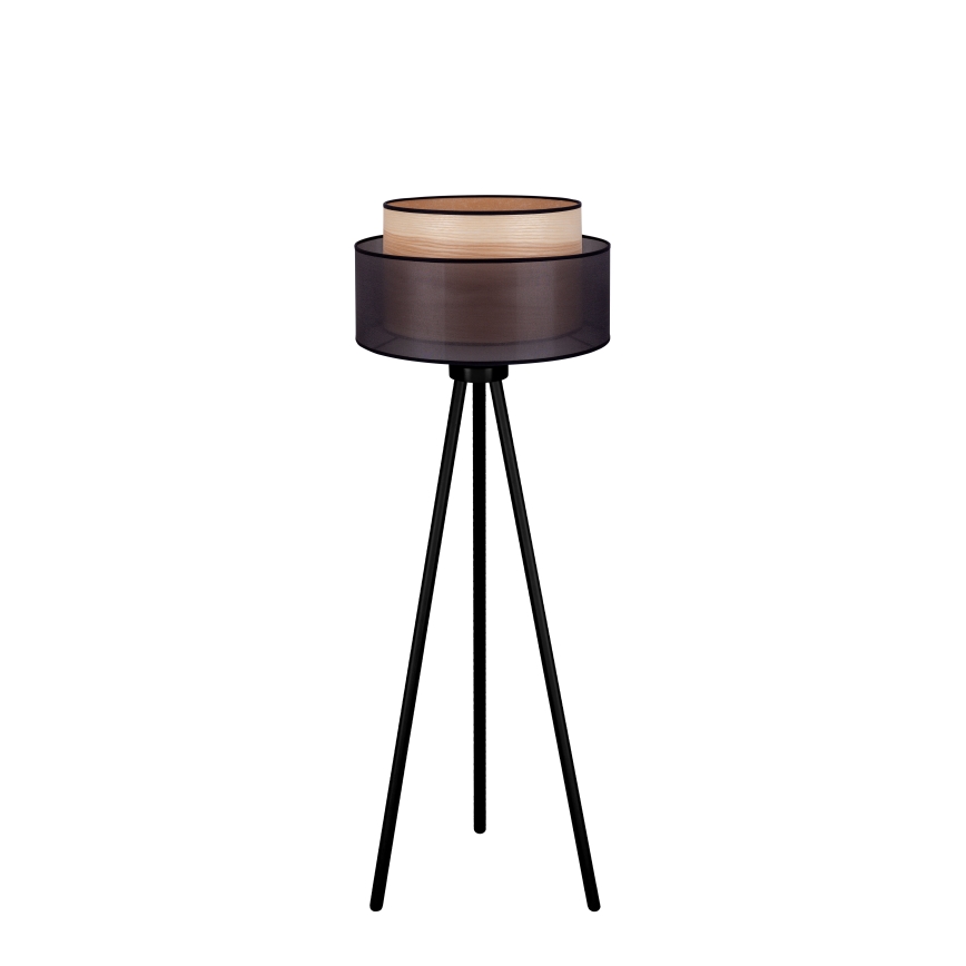 Duolla - Golvlampa WOOD BOHO 1xE27/15W/230V diameter 45 cm svart/beige
