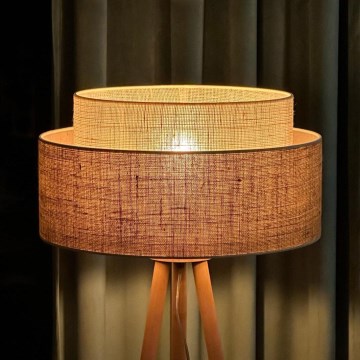 Duolla - Golvlampa YUTE BOHO 1xE27/15W/230V diameter 45 cm brun/grädde