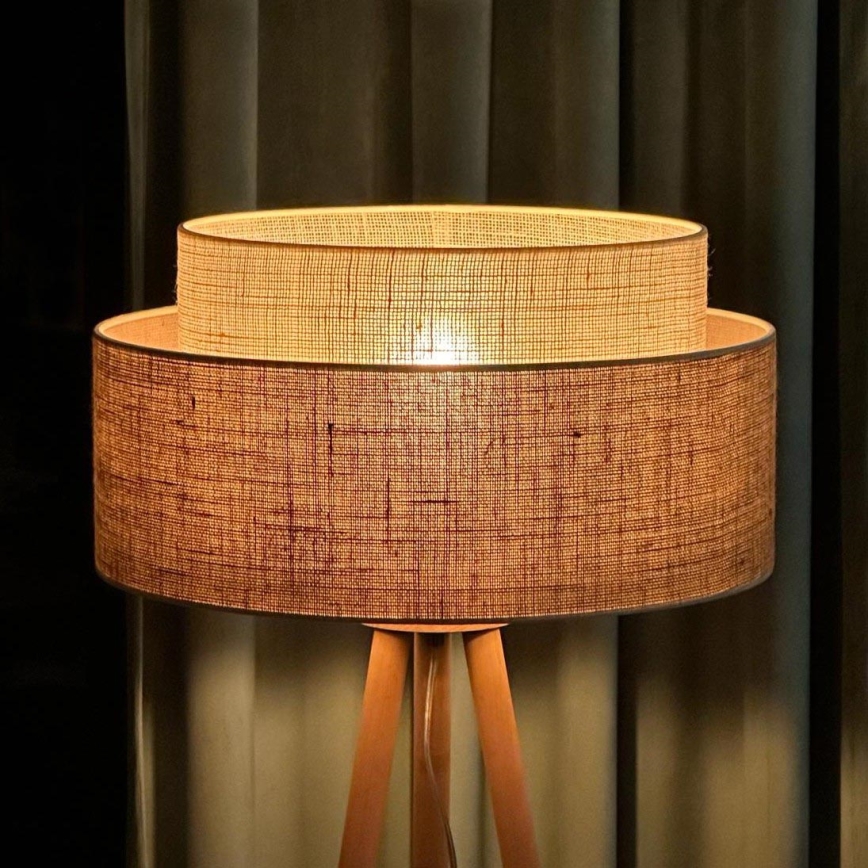 Duolla - Golvlampa YUTE BOHO 1xE27/15W/230V diameter 45 cm brun/grädde