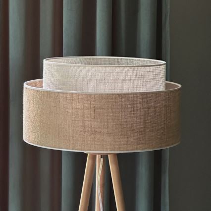 Duolla - Golvlampa YUTE BOHO 1xE27/15W/230V diameter 45 cm brun/grädde