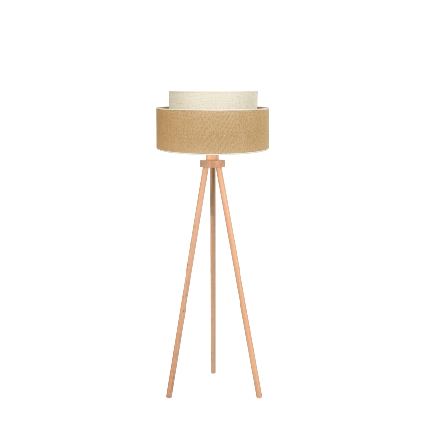 Duolla - Golvlampa YUTE BOHO 1xE27/15W/230V diameter 45 cm brun/grädde