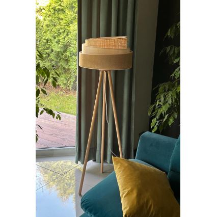 Duolla - Golvlampa YUTE TRIO 1xE27/15W/230V diameter 45 cm brun/grå/beige