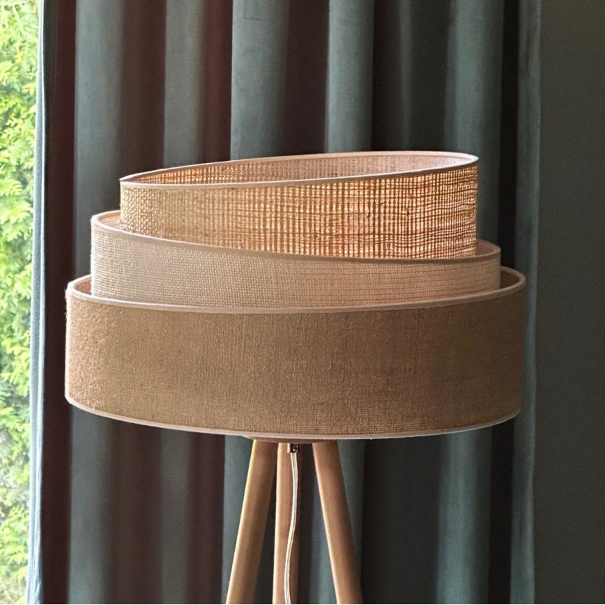 Duolla - Golvlampa YUTE TRIO 1xE27/15W/230V diameter 45 cm brun/grå/beige