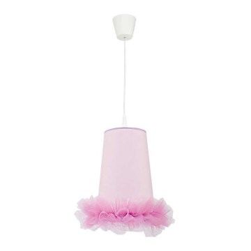 Duolla - Hängande ljuskrona med textilsladd för barn BALLET 1xE27/40W/230V diameter 21 cm rosa